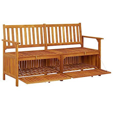 GHVBNMF 58.3" Solid Acacia Wood Storage Bench, Natural Brown