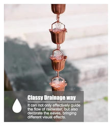 XHsghSEG rain Chain, Copper Flower Design Gutter Downspout Alternative for Garden Balcony Yard Multiple Sizes(2.4 m (7.8ft))