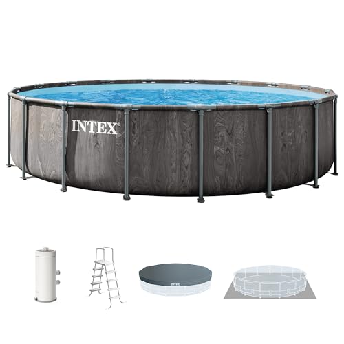 INTEX Prism Frame 15ft x 48in Round Above Ground Swimming Pool Set w/Pump
