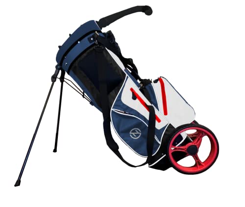 Zero Friction Wheel Pro Push Cart & Stand Bag Navy