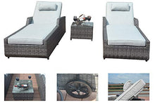 Direct Wicker 3-Piece Aluminum Frame Outdoor Patio Chaise Lounge Set Grey