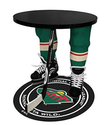 Team Tables Minnesota Hockey Table Black Table Top with Minnesota Puck Mat