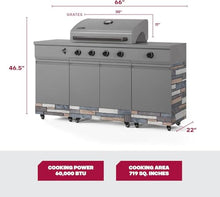 Tytus Fresno 66" 5-Burner Propane or Nat Gas Island Grill, Cover & Light