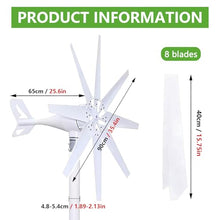 LURECAQING Wind Turbine Generator Kit 400W, 12V 24V 48V with 8 Blade,with MPPT Controller,Wind Power Generator for Marine,RV, Home,Windmill Generator Suit for Hybrid Solar Wind 24V