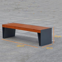 ZTHYSHXA Park Bench Stainless Steel Wooden Seat Plate Outdoor Bench Park Square Courtyard(Large)