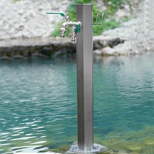 Freestanding Garden Water Column with Faucet, Decorative Water Feature Fountain Water Dispenser Hydrant, Freestanding Hose Stand with Faucet, for Irrigation (86 * 20.5Cm/33.9 * 8.1In)