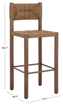 SAFAVIEH Couture Outdoor Patio Furniture Collection - Romona Tropical Bar Stool Set of 2, Brown Woven Rattan Design, 30-Inch, Fully Assembled (CPT4001B)