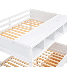 BOVZA Twin Over Full Bunk Bed with Storage Shelves and Staircase White