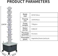 FLTRGO Hydroponics Growing System Indoor Garden Hydroponic Tower Growing Sytem 15 Layer 45 Plants Sites Vertical Hydroponic Tower with Pump and Movable Water Tank Hydroponic Tow