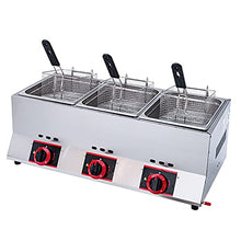 Multi-Function Gas Fryer, Professional Stainless Steel Lpg Gas Fryer, 33L Large Capacity Fryer with Three Tanks, Adjustable Firepower, Home and Commercial, Easy to Clean,Multicolourlpg