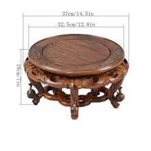 WOAITIANTIAN Vase Stand Round with Foot Wood Carving Pedestal Flowerpot Aquarium Ornamental Base(XX-Large)