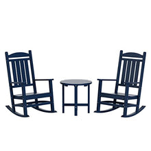 WestinTrends Malibu 3-Piece Set Outdoor/Patio Rocking Chairs with a Side Table (2 Seater), Navy Blue