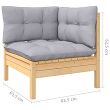 KPOTUERTU 11 Piece Pinewood Patio Lounge Set with Gray Cushions