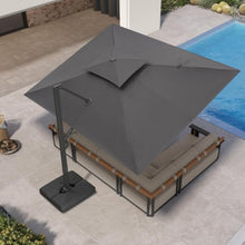 OROTLECT 120'' x 156'' Rectangular Large Cantilever Outdoor Aluminum Offset Beige Umbrella with Base and 360-degree Rotation
