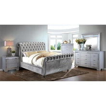 BOWERY HILL 2-Drawer Contemporary Wood Nightstand Silver