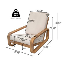 Christopher Knight Home Tustin Acacia Wood Lounge Chair Outdoor Set of 2 with Removable Cushion, Solid Wood Patio Accent Chair with Cushion, Patio Furniture Set Sofa Chair, Light Teak+Beige