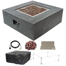 AMS 36" Concrete GFRC Square Propane Gas Fire Pit Table (Pweter)