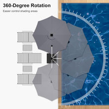 OROTLECT 120'' Double Top Solar Powered LED Lighted Round Cantilever Umbrella With Base,Gray