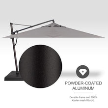 Treasure Garden AKZ PLUS Cantilever Umbrella 10'x13' Rectangular Obravia Boulder Canopy and Black Frame with Rolling Base