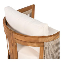 Merax Acacia Wood Outdoor Club Chair Set of 2,Woven Rope Accents Design,Wooden Patio Accent Chair Set,Comfy Reading Seat with Removable Cushion,Patio Furniture Set,Beige+Teak