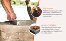 Firebuggz Heavy Duty Stainless Steel Fire Pit Ring Insert for Outdoors - 36" Square Insert, 44" Outside Flange, 9" Height