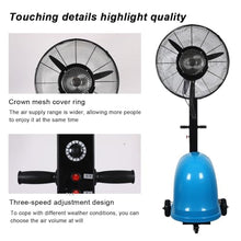 JDXQBLD Industrial Humidifying and Cooling Spray Fan, Cold Fan Industrial Spray Fan High Power, Outdoor Misting Fan, with Water Cooling and Shaking Head Electric Fan for Home, Commerc，Blue