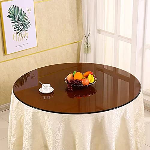 HDDNMLOH Round Tempered Glass Table Top for Outdoor Patio Transparent Black/Brown 40cm/50cm/60cm/80cm Rounded Edge Ideal for Kitchen Dining Tables or Coffee Table