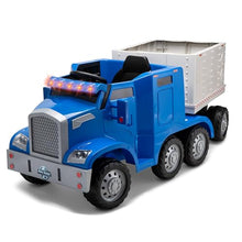Kid Trax 12V Kids Ride On Semi-Truck with Trailer Blue