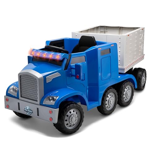 Kid Trax 12V Kids Ride On Semi-Truck with Trailer Blue
