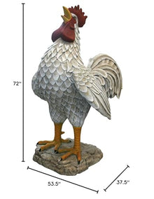 Design Toscano Cock-a-doodle-do, Giant Roadside Rooster Garden Statue, Multicolored