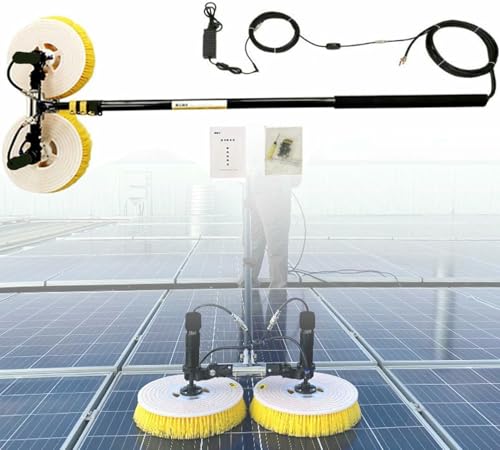Electric Solar Photovoltaic Panel Cleaning(Double Head), Solar Panel Cleaning Brush(Extendable), Strong Cleaning Power, Outdoor Washing Device Tool,Freebattery