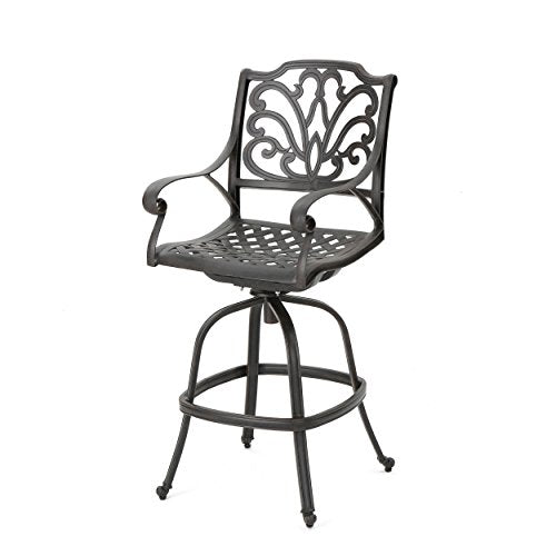 Christopher Knight Home Alfresco Outdoor Cast Aluminum Barstool Set, 4-Pcs Bronze