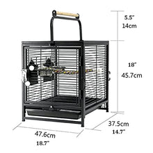 SDVantage Bird Cages Birdcages Wrought Iron Large Bird Cage Outdoor Metal Bird House Luxury Square Bird House Carrier for Garden Indoor Easy to Carry,Black Bird Cage