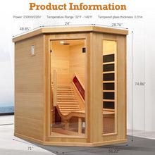 Amocane Infrared Hemlock Wooden Sauna Room with Recliner, Oxygen Bar, 1-2 Person, Left Sauna Room