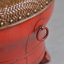 Coffee Table Drum Shaped Coffee Table Side End Table for Living Room Entryway Kitchen Patio Garden Balcony, Retro Wooden Sofa Tables Round Tea Table Decorative Side Table