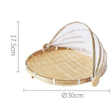 Cwmiibili 5X Hand-Woven Food Tent Basket Tray Fruit Vegetable Bread Storage Basket Simple Atmosphere Outdoor Picnic Mesh Net Cover