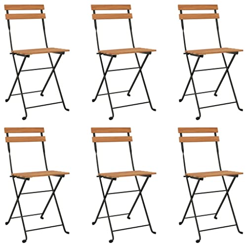 vidaXL Folding Chairs 6 pcs Solid Wood Teak and Steel