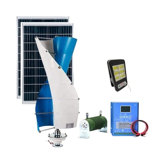3KW Wind Turbine Generator Kit 12V 24v 48v 96v 120v Free Energy Windmill Vertical Axis Wind Turbine Generator + Intelligent Controller + 2*100W Solar Panel Home Three Phase Generator Maglev(120v)