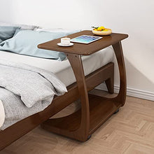 NRFJFOP Rubber Solid Wood Sofa Side Table Removable C-Shaped Bedside Living Room with Wheels Small Coffee