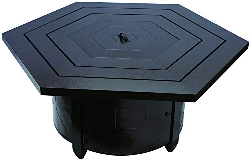 Hiland F-HEX-FPT Fire Pit Propane Heater w/Glass, Hexagon, Hammered Bronze
