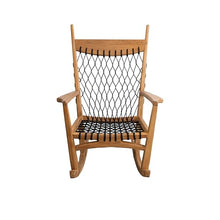 Bloomingville Teakwood and Woven Rope Rocking Chair with Cushions, Black and Natural