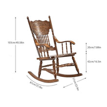 Solid Wood Carved Rocking Chair, French Wooden Outdoor Patio Furniture, Recliner Retro Medieval Living Room Chairs, Black Balcony Leisure Patio Chairs For The Elderly, Load-bearing 100kg/220lbs ( Colo