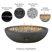 Real Flame Riverside 58" Oval Propane Fire Pit Bowl, Push-Button Ignition, Includes 28" Stainless Steel Burner, Lightweight 50,000 BTUs, Adjustable Flame Height - Shale