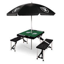 PICNIC TIME NFL Las Vegas Raiders Picnic Table Portable Folding Table with Seats and Umbrella