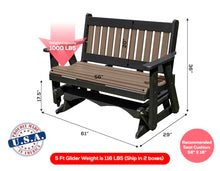 4 FT Weatherwood Amish-Made Porch Glider – 1000 lb Heavy-Duty Poly Lumber wood Mission Bench – USA Crafted HDPE Outdoor Seating Furniture - Stainless Steel Hardware – Smooth, Quiet Silent Glide