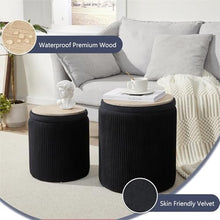 LHHAIUA Ottoman for Bedroom Dorm 1 Set Versatile Footstool Soft Upholstered Hidden Storage Under Desk Footrest(Black)