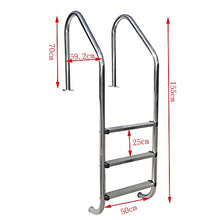 Swimming Pool escalators Stainless Steel Swimming Pool handrails Non-Slip Three-Step Pedals Used in Private Swimming Pools and Public Gymnasiums in Entertainment venues (Silver 155cm)