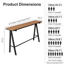 MISXEOE Outdoor Bar Table 47"-79", Wood Patio Bar Height Table High Counter Tables Rain/Sun Protection for Poolside Garden Balcony Restaurant Cafe, Indoor or Outdoor Use(Black 1,78.7"x15.7"x41.3")