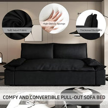 HomSof Queen Pull Out Sofa Bed 3-in-1 Convertible Velvet Loveseat Black