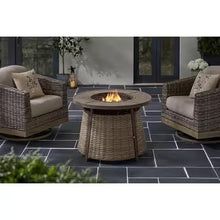 LYTIO 36 Inch 55000 Btu Brown Steel Propane Outdoor Fire Pit with Fire Glass | Adjustable Temperature | Powder-Coated Steel Frame | Rust-Resistant | Crystal Glass Beads Included